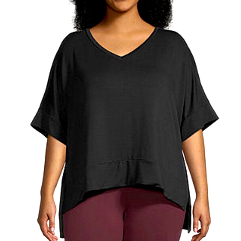 Stylus Black V-Neck Dolman Sleeve Top - Size 1X/2X